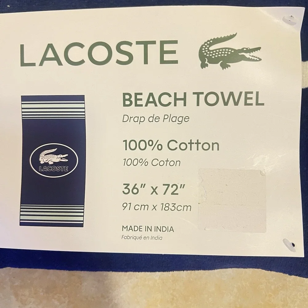 Lacoste ~ Beach Towel 100% Cotton 36